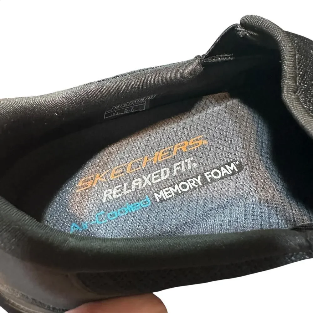 Skechers Men's Relaxed Fit Slip On Shoes-Black-Air-Cooled Memory Foam-Size 10